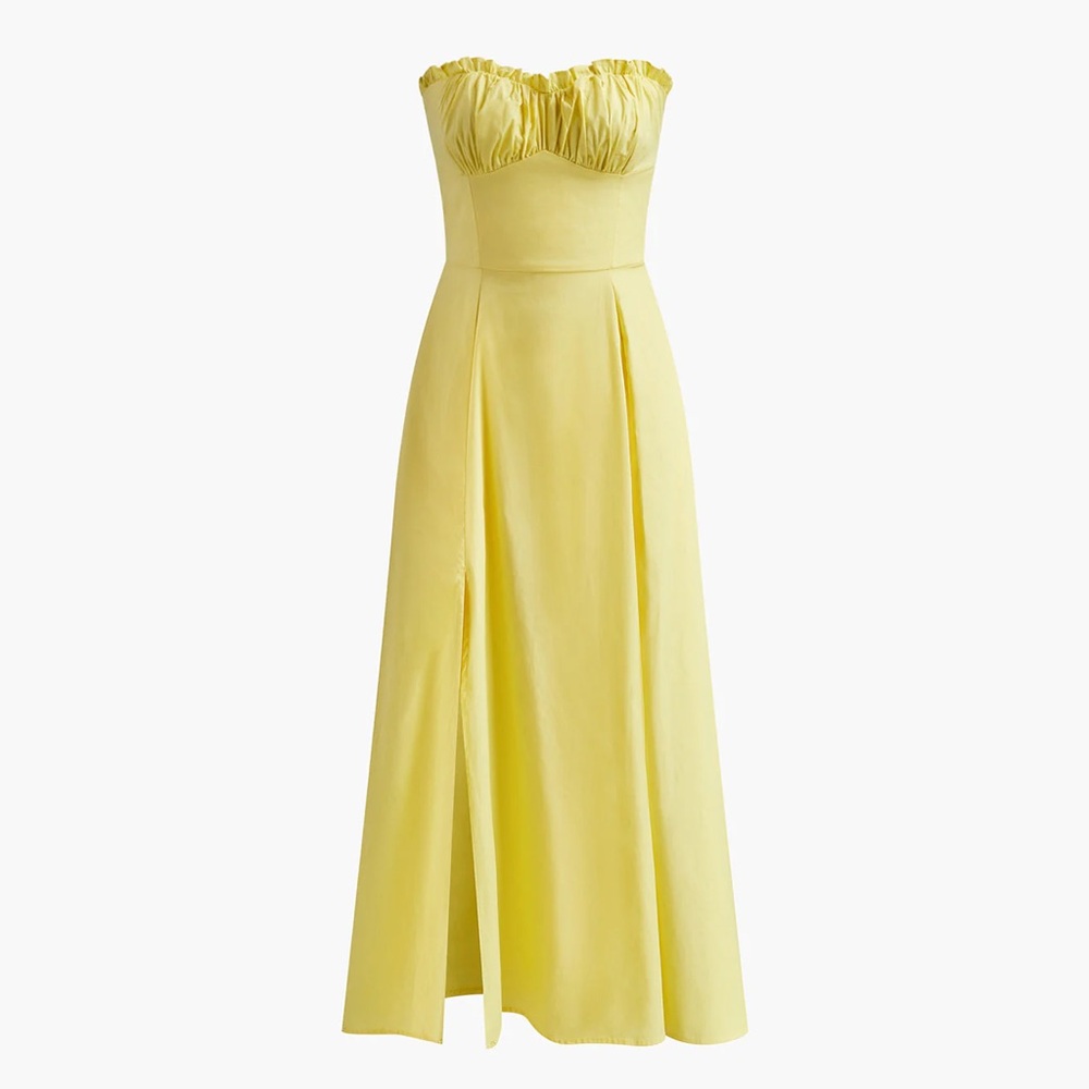 Elegant Strapless Yellow Dress